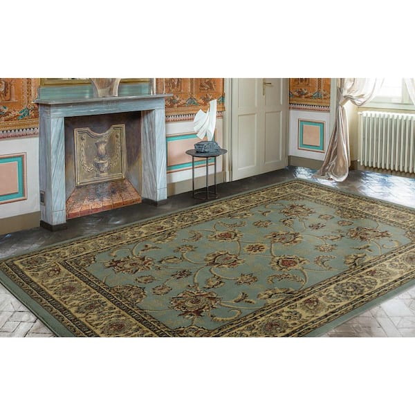 Ottomanson Royal Collection 8 ft. x 10 ft. Traditional Oriental Seafoam Green Area Rug
