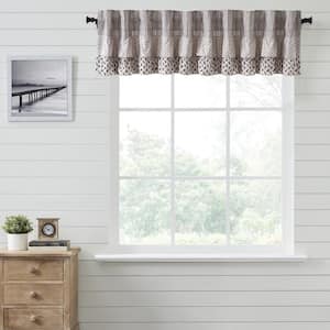 Florette Ruffled 90 in. L x 16 in. W Cotton Valance in Light Taupe Coffee Brown Mauve