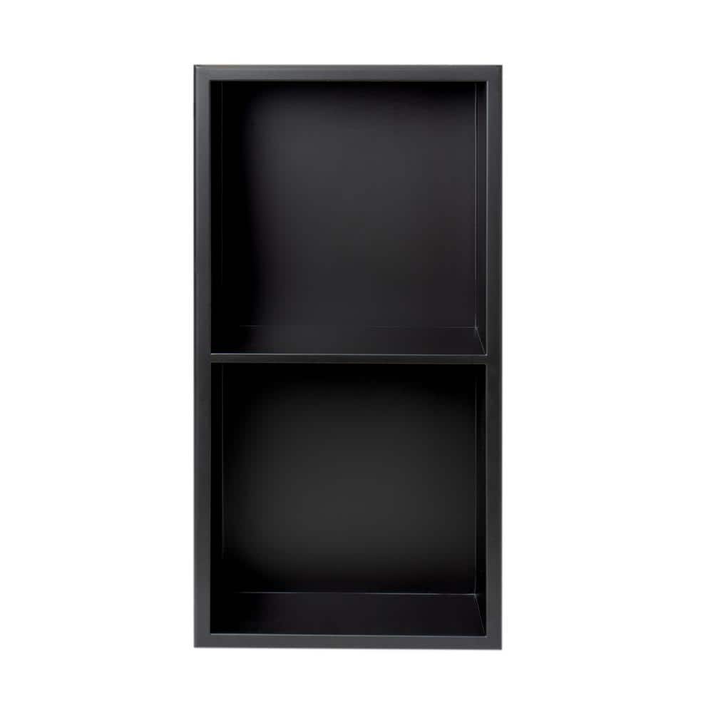 Black Matte Stainless Steel Double Shelf Shower Niche