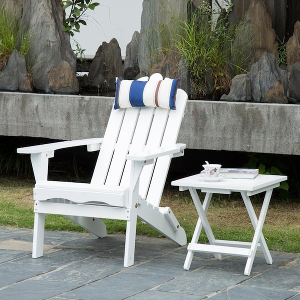DJL White Folding Wood Adirondack Chair, Outdoor Fire Pit Chair