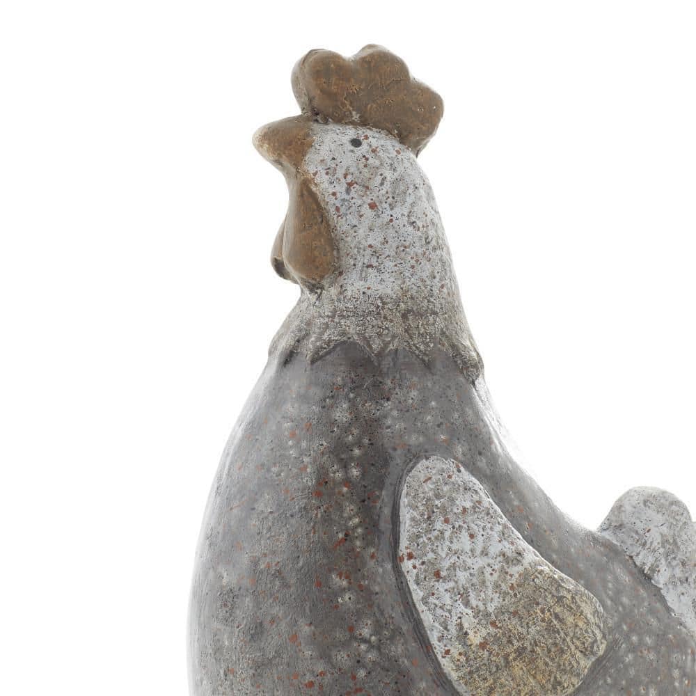 Gray Polystone 13" Indoor Outdoor Rooster Garden Sculpture
