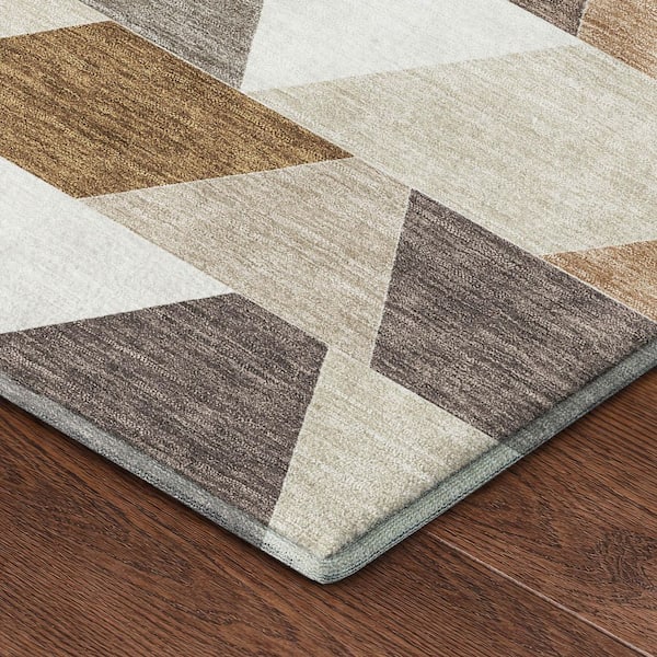 Mayfield Premium Machine Washable Abstract AMF2526 Ivory 2 ft. x 7 ft. Runner Rug