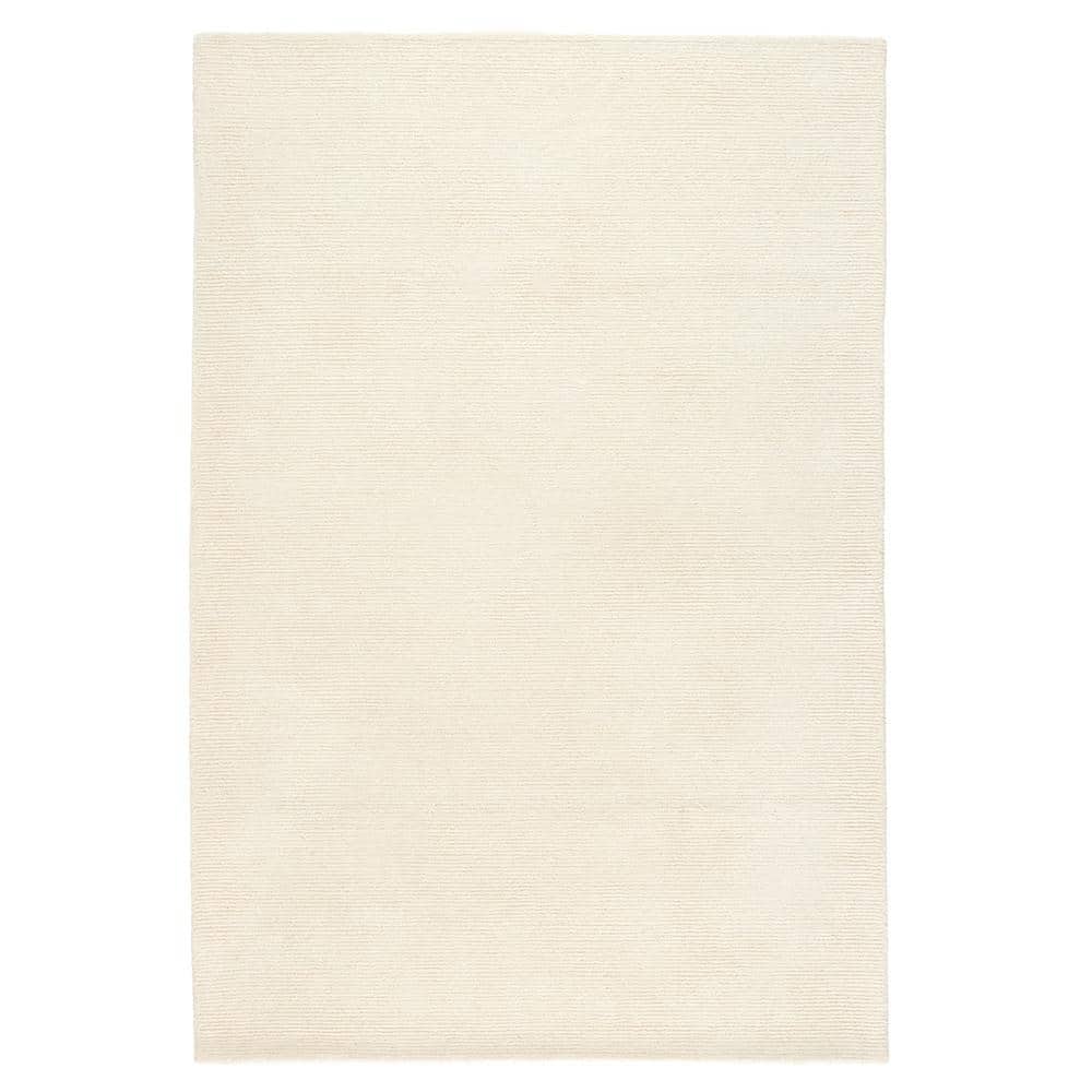 Taupe and Ivory Ribbed Hand-Tufted Wool 5' x 7' Area Rug