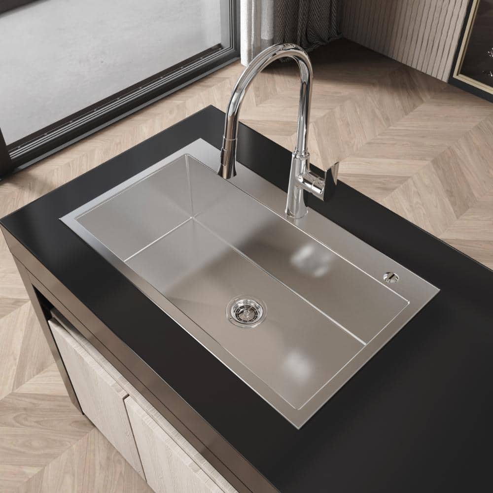 "32""x19"" Brushed Nickel Overmount Handmade Sink, Single Bowl Stainless Steel with Drain" price history on PriceWatchPro