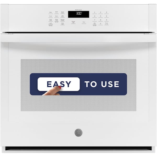 GE 30 in. Smart Single Electric Wall Oven Self-Cleaning in White
