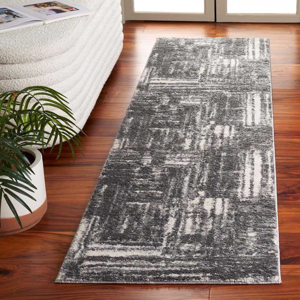 Ravine Shag 2 ft. x 8 ft. Dark Gray/Ivory Contemporary Abstract Linear Runner Rug price history on PriceWatchPro