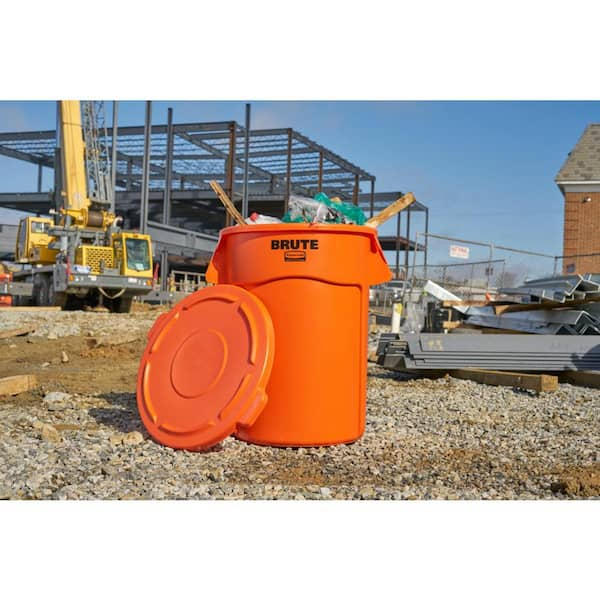 2.4 Gal. Orange Rectangular Plastic Trash Can with Push On Lid HPBVHHCL04 -  The Home Depot