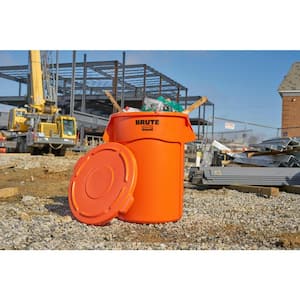 Brute 44 Gal. Orange Round Vented Outdoor Trash Can (3-Pack)