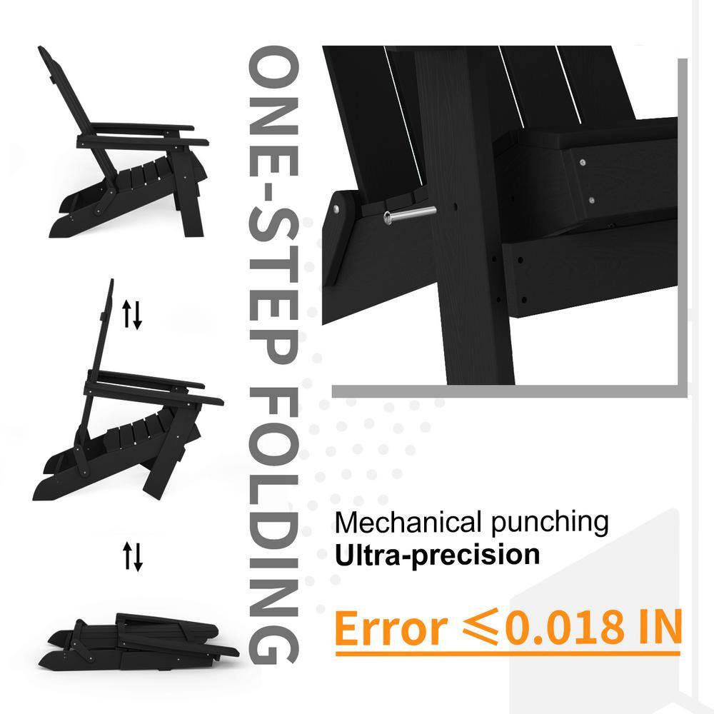 Black Plastic Folding Adirondack Chairs Set of 4