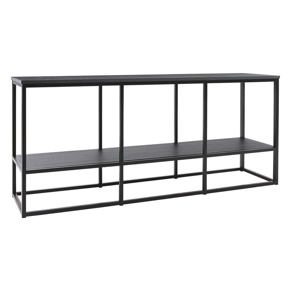 Benjara 65 in. Black Wood TV Stand Fits TVs up to 60 in. with Open ...