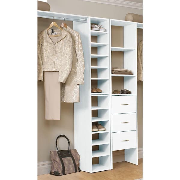 White Organizer For Wood Closet System, Storage Organizers Home Depot
