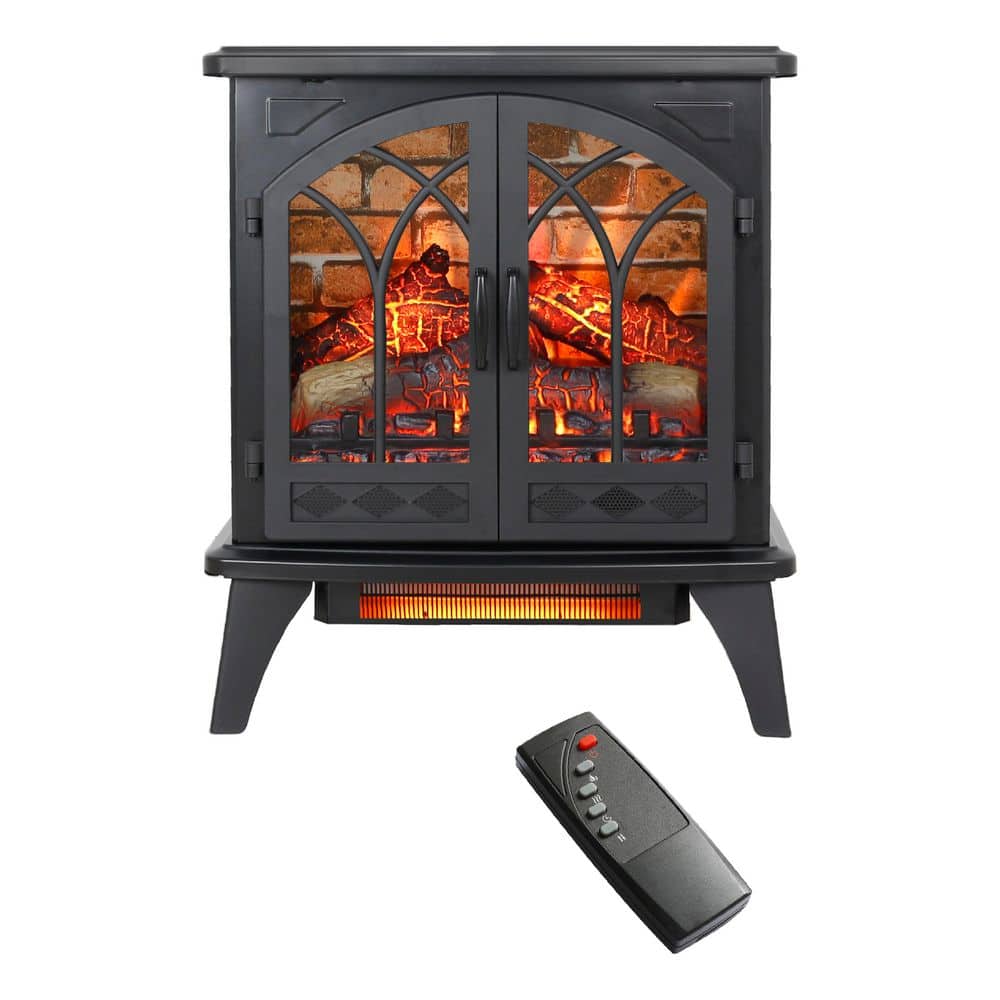 23.7 in. 1500-Watt Black 5000 BTU Freestanding Electric Fireplace Utility Convection Infrared Space Heater with Remote price history on PriceWatchPro