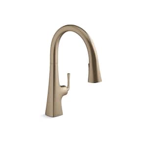 Graze Single Handle Touchless Pull-Down Kitchen Sink Faucet with 3-Function Sprayhead in Vibrant Brushed Bronze