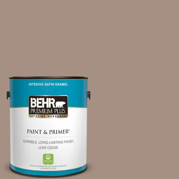 BEHR PREMIUM PLUS 1 gal. #ECC-56-1 Beach Cabana Satin Enamel Low Odor Interior Paint & Primer