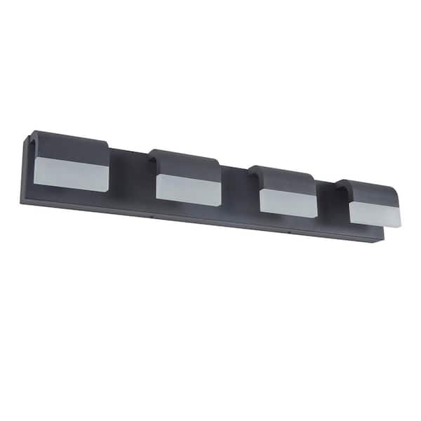 29.9 in. 4-Light Black LED Vanity Light Over Mirror Bath Wall Lighting Modern Bathroom Vanity Light