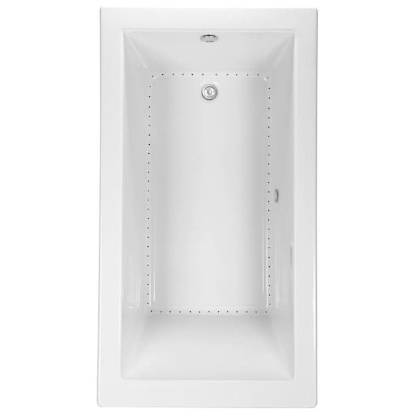 Aquatic Serenity 36 - 66 in. Acrylic Reversible Drain Rectangular Drop-In Bathtub with DriftBath and Chromotherapy in White