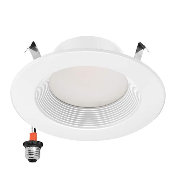 4 in. 5 CCT Retrofit Recessed LED Downlight with E-26 Quick Connect, Color Selectable 2700K-5000K Dimmable, 850 Lumens