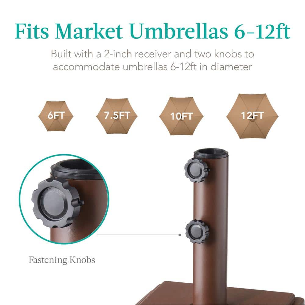 Brown Heavy-Duty Concrete Mobile Umbrella Base with Wheels