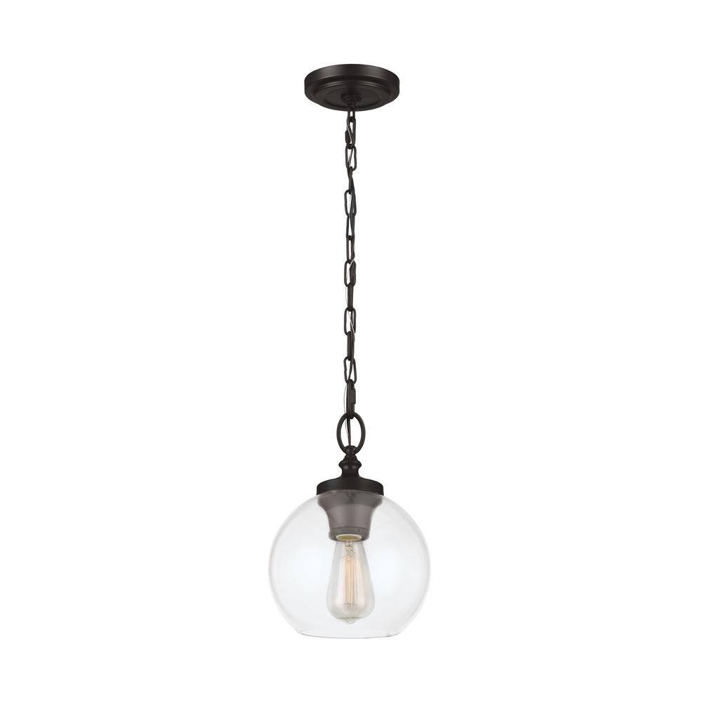 Tabby Mini Globe Pendant in Oil Rubbed Bronze with Clear Shade