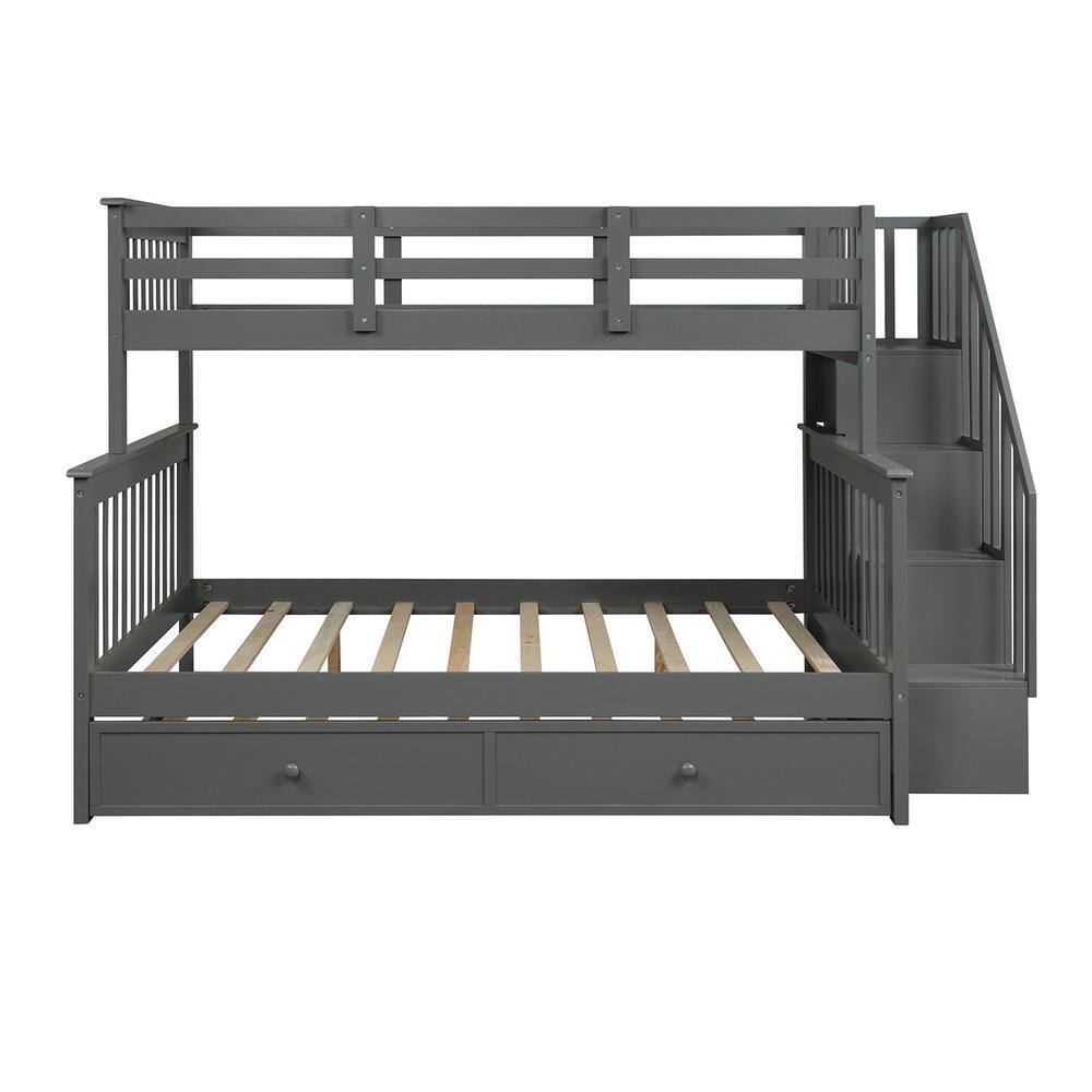 Full Bunk Bed With Twin Size, Xander Gray Twin Full Bunk Bed