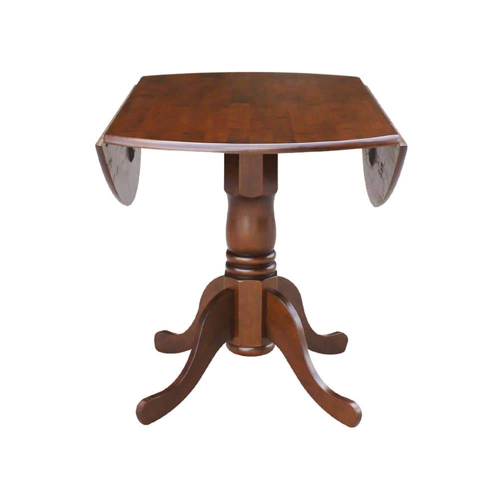 Cottage Charm Espresso 42" Round Wood Extendable Dining Table