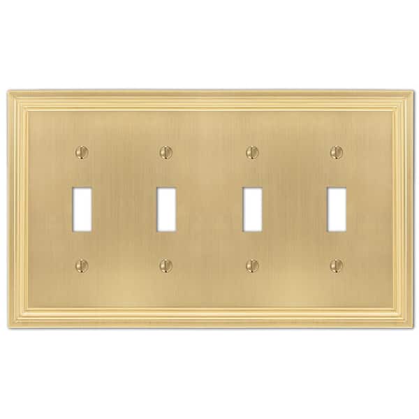 Hallcrest 4 Gang Toggle Metal Wall Plate - Satin Brass