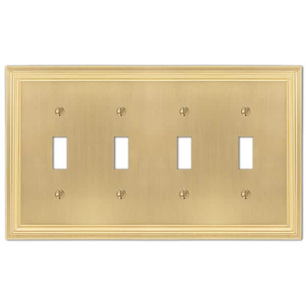 AMERELLE Hallcrest 4 Gang Toggle Metal Wall Plate - Satin Brass