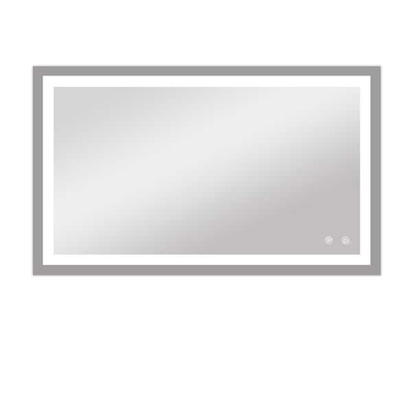 Unbranded 60 in. W x 24 in. H LED Front Light Rectangular Aluminum Frameless Wall Bathroom Vanity Mirror in Clear