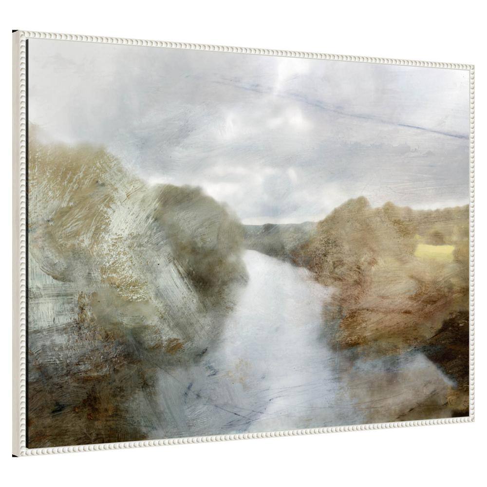 42" x 32" Abstract Landscape Canvas Wall Art with White Frame