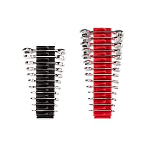 1/4 in. to 3/4 in., 6 mm to 19 mm Stubby Combination Wrench Set with Modular Slotted Organizer (25-Piece)