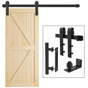 5 ft./60 in. J-Shaped Sliding Single Barn Door Hardware Kit with Square Handle