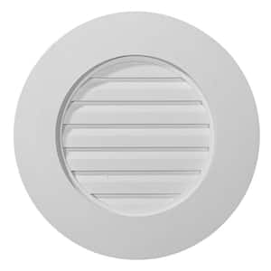 20 in. x 20 in. Round Primed Polyurethane Paintable Gable Louver Vent Functional