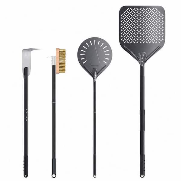 4-Piece Stainless Steel Pizza Accessory Kit for Home and Restaurant Wood Fired Oven Use