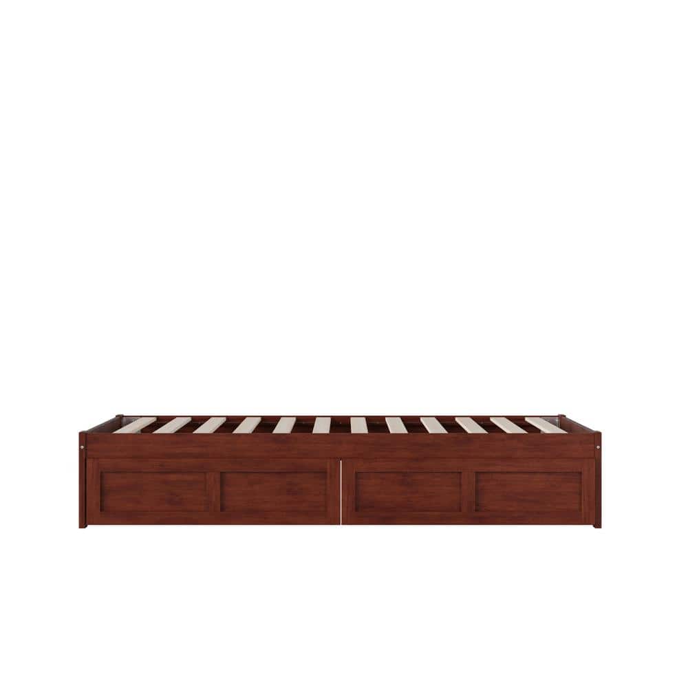 Symmetrical Colorado Twin Bed with USB Charger and Storage Drawers, Walnut
