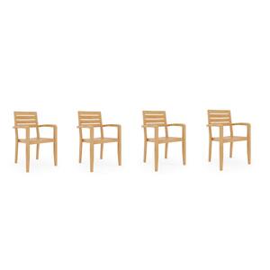 Louvel Stacking Teak Outdoor Dining Armchair (Set of 4)