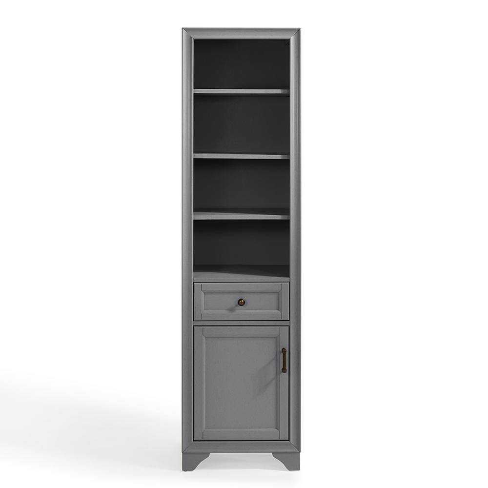 Tara Vintage Gray Tall Linen Cabinet with Adjustable Shelves