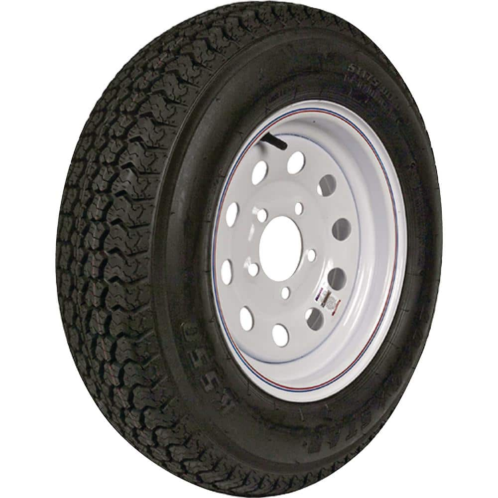 LOADSTAR ST215/75D-14 K550 BIAS 1870 lb. Load Capacity White with Stripe 14 in. Bias Tire and Wheel Assembly