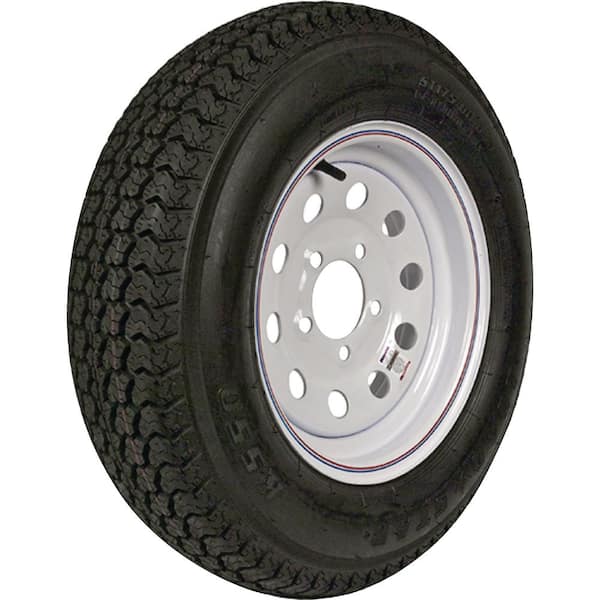 LOADSTAR ST205/75D-15 K550 BIAS 1820 lb. Load Capacity White with Stripe 15 in. Bias Tire and Wheel Assembly