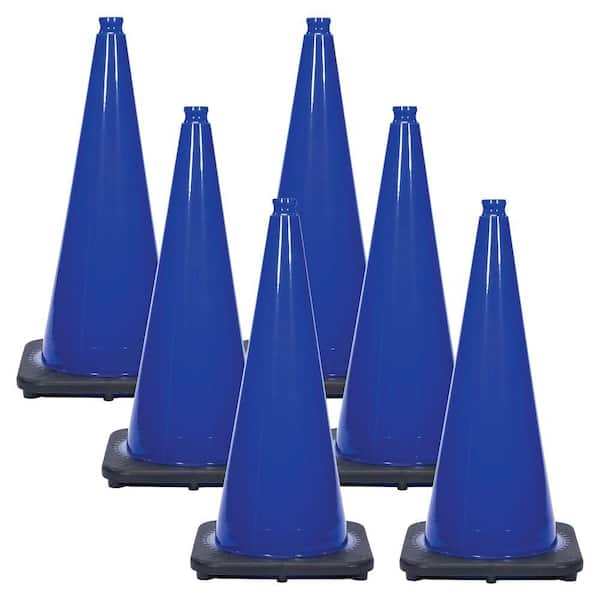 28 in. Traffic Blue Traffic Cones (6-Pack)