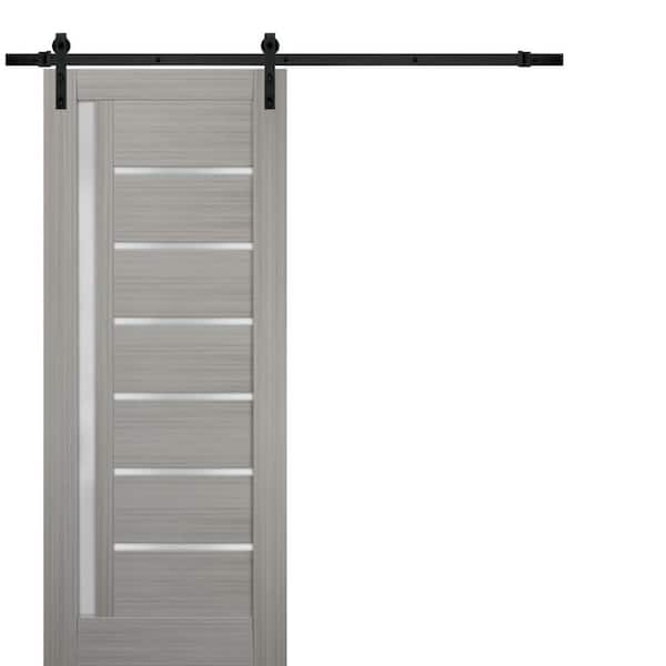 Sartodoors 4002 18 in. x 96 in. Single Panel Gray Finished Solid MDF Sliding Door with Barn Hardware Kit