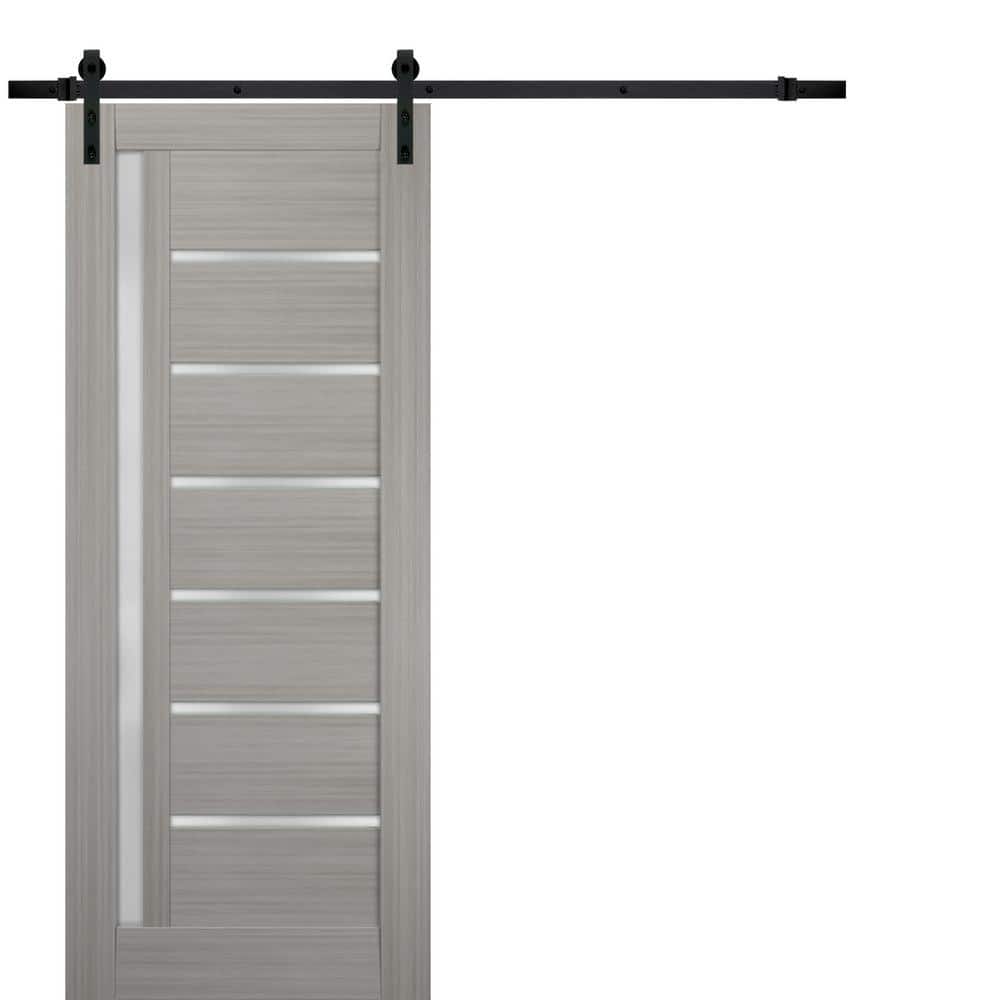 Assembly Required 24 in. x 80 in. Single Panel Gray Finished Solid MDF Sliding Door with Barn Hardware Kit price history on PriceWatchPro