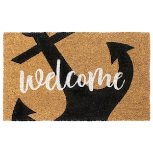 White Welcome Anchor 18 in. x 30 in. Doormat