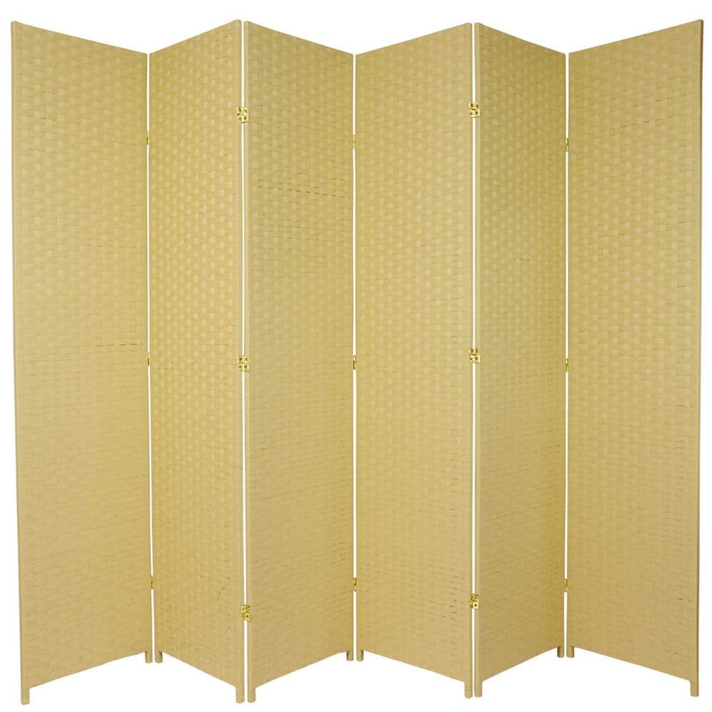 Oriental Furniture 7 ft. Dark Beige 6-Panel Room Divider SS7FIBER-DBG ...