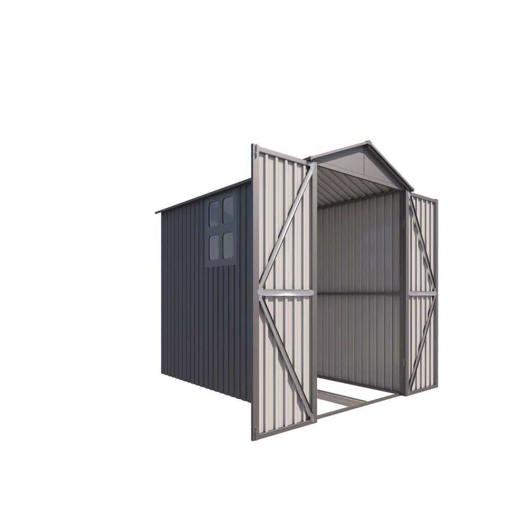 10 ft. W x 5.2 ft. D Motorcycle Outdoor Steel Storage Shed With Window, tracks and fixtures, Grey price history on PriceWatchPro