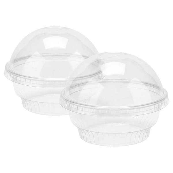 5 oz. Clear Plastic Food Storage Cups with Dome Lids No Hole, Disposable PET, Transparent Finish, 25-Set