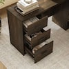 FUFU&GAGA 63 in. L-Shaped Brown Wood Grain Electric Adjustable Height Computer Desk with 3-Drawers, Memory Settings and Cabinet J-KF150254-01ab
