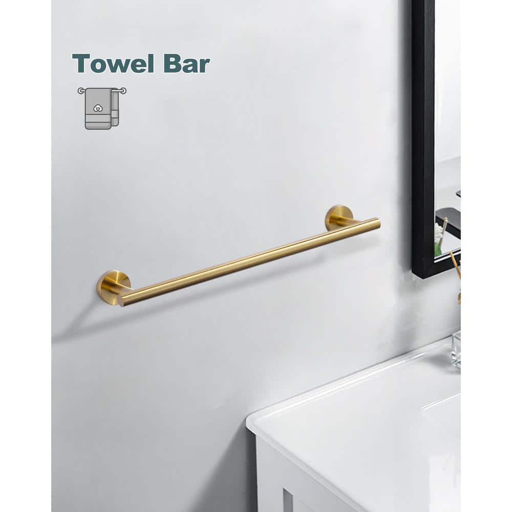 24'' Brushed Gold Stainless Steel Wall Mounted Towel Bar