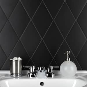Rhombus Smooth Black 5-1/2 in. x 9-1/2 in. Porcelain Floor and Wall Take Home Tile Sample