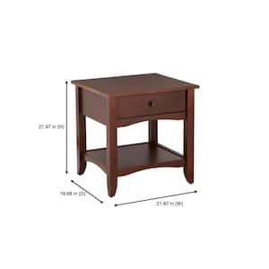 Cedar Springs Rectangular Sable Brown Finish Wood 1 Drawer End Table (21.97 in. W x 21.97 in. H)