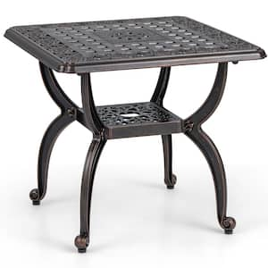 21 in. Square Cast Aluminum Outdoor Side Table in Copper